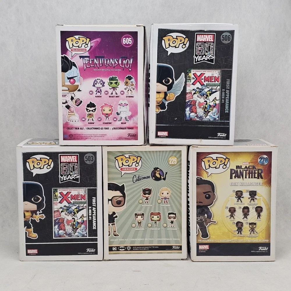 Lot of 5 OOB Funko Pop Marvel & DC Cyborg Angel Marvel Girl Catwoman Killmonger